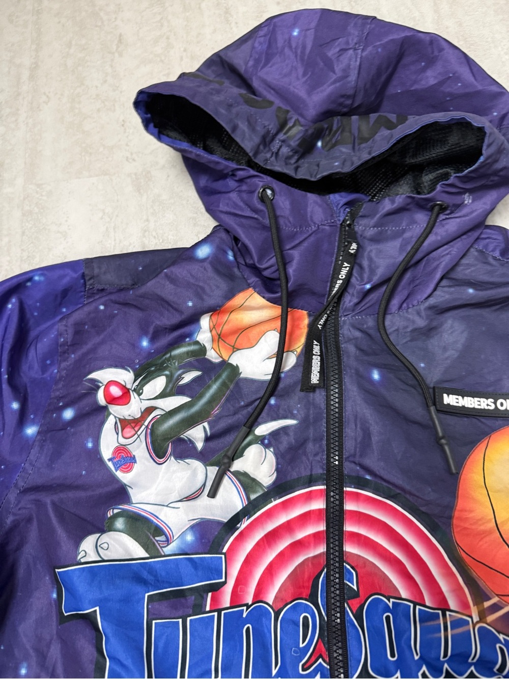 Space Jam windbreaker Members Only Tune Squad jacket Galaxy Hoodie - Picture 3 of 13